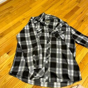 Bke button down xl athletic fit long sleeve shirt black grey white so detailed!